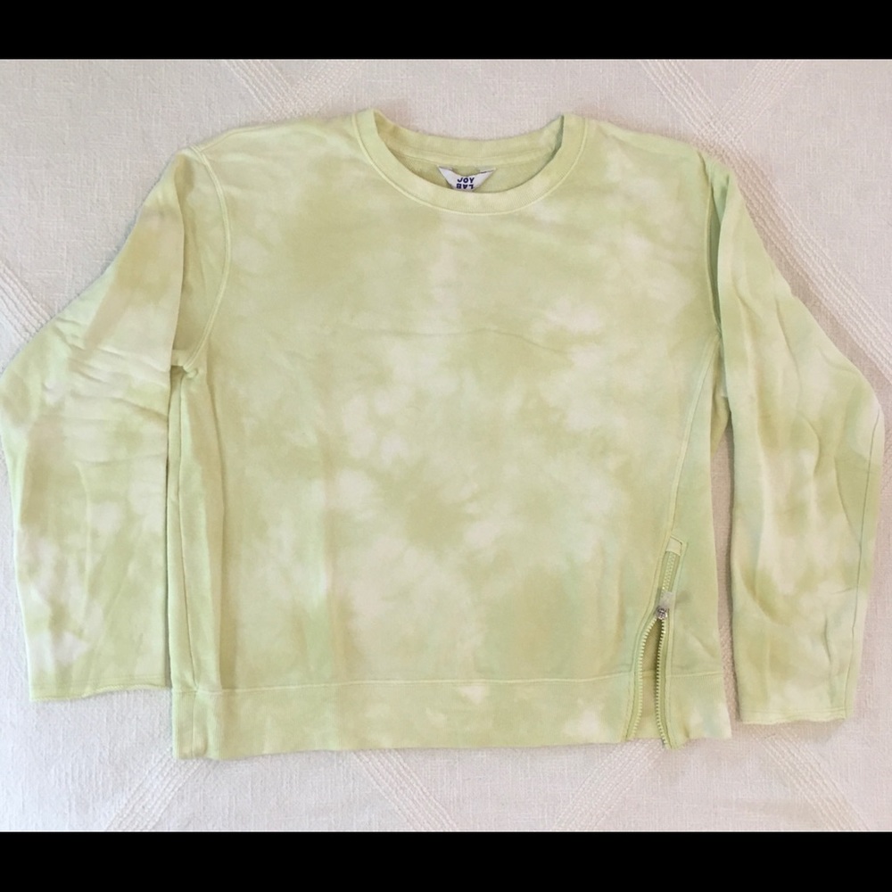 JoyLab Zip Slit Hem Tie Dye Lemon-Lime Lightweight Sweatshirt Size L